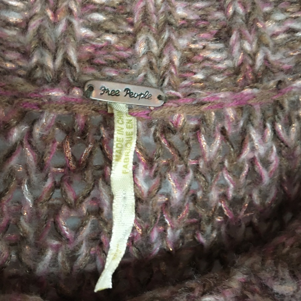 Free People // metallic soft wool blend bell cardigan poncho L - Picture 7 of 7
